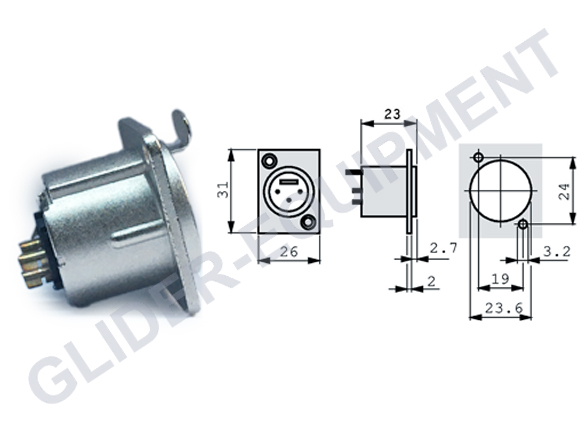 Neutrik XLR 3P chassis connector female [NC3FD-LX]